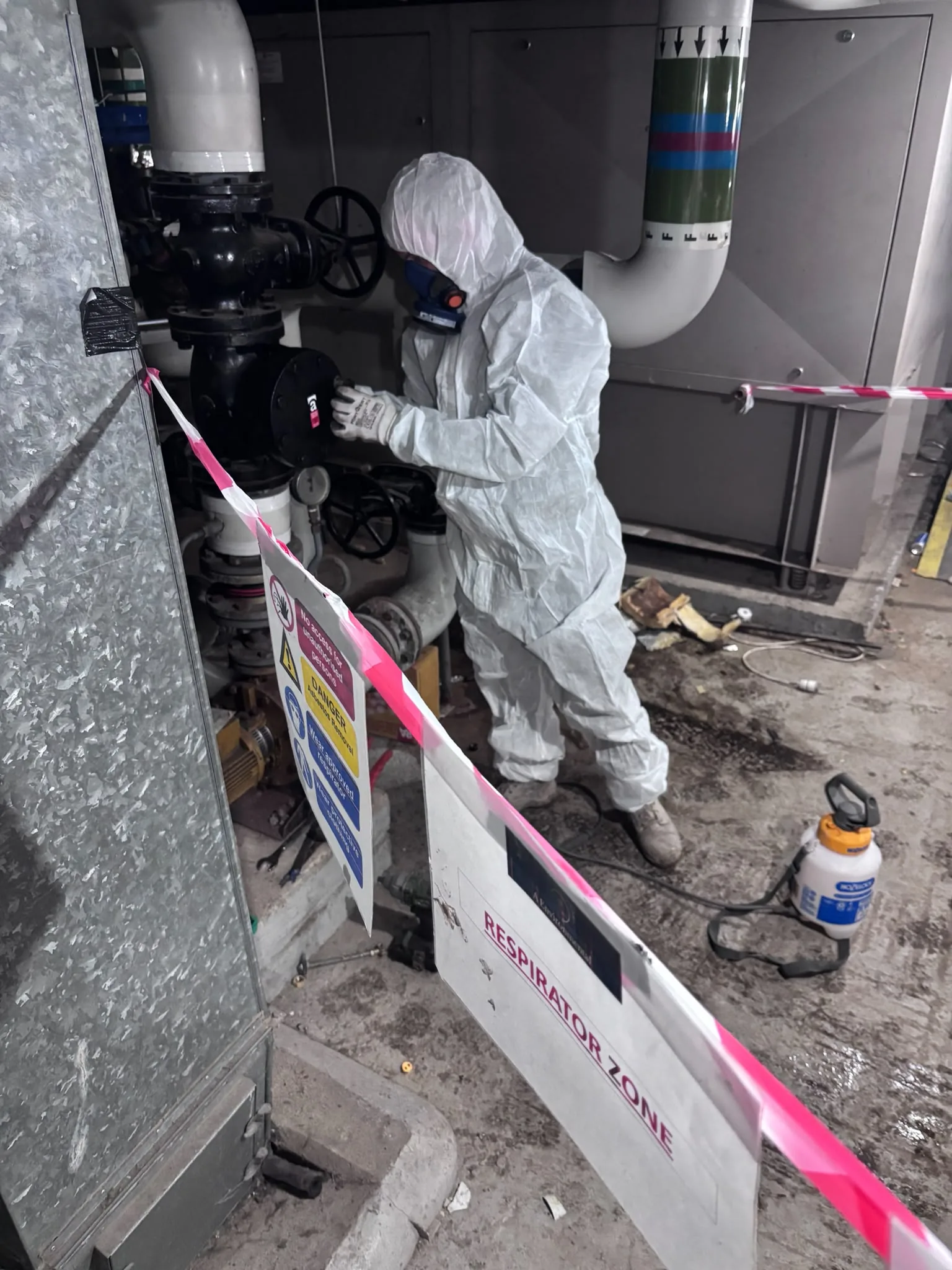 Asbestos artex removal from concrete soffit in West Kensington